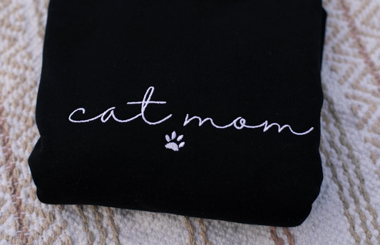 Cat Mom Embroidered Crewneck