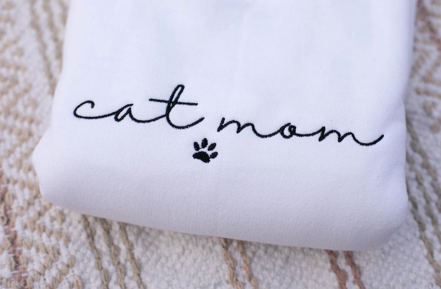 Cat Mom Embroidered Crewneck