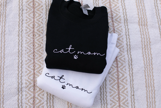 Cat Mom Embroidered Crewneck