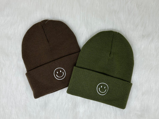 Embroidered Smiley Face Beanie