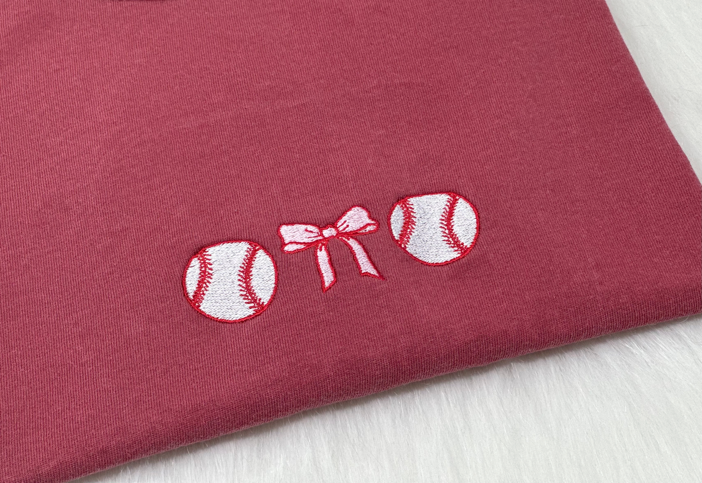 Baseball & Bows Embroidered T-Shirt